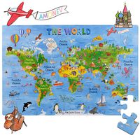 World Map Big Floor Puzzle with Thick Jigsaw Puzzle Pieces which can Also be Used on a Table are Great Floor Puzzles for Kids Ages 4-8 Years and Older (World Map Puzzle) (World Map Puzzle)