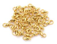 100 Lobster Clasps (12x6) Gold Plated Lobster Claw Clasps Jewelry Making Findings Lead & Nickel Free