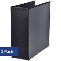 AmazonBasics Heavy-Duty D-Ring Binder - 4 Inch, Black, 2-Pack