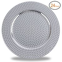 Fantastic:) Round 13 Inch Plastic Charger Plates with Eletroplating Finish (24, Hammer Silver)