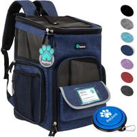 PetAmi Pet Carrier Backpack for Small Cats, Dogs, Puppies | Airline Approved | Ventilated, 4 Way Entry, Safety and Soft Cushion Back Support | Collapsible for Travel, Hiking, Outdoor (Navy)