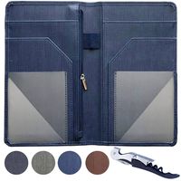 Server Book for Waiters Organizer - 5" x 9" Size - Restaurant Staff Waitress Money Check Holder and Server Wallet - with Zipper Cash Pocket, Wine Opener and Pen Holder (Navy Blue)