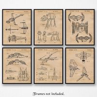 Vintage Star Wars Vessels Vehicles Patent Art Poster Prints, Set of 6 Photos (8x10) Unframed, Great Wall Art Decor Gifts Under 20 for Home, Office, Man Cave, Student, Teacher, Comic-Con & Movies Fan