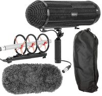 Movo BWS1000 Blimp Microphone Windshield Mount and Vibration Protection System for Shotgun Microphones - Has 12-point Internal Shock Mount, Integrated XLR Cable, Deadcat Windscreen and Grip Handle
