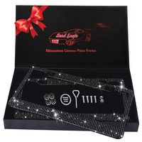Lord Eagle License Plate Frame, 2 Pack Rhinestone License Plate Frames with GiftBox and 7 Shiny Crystal Rows,Over 1050 pcs 14 Facets SS16 Finest Handcrafted Luxury Black Rhinestone