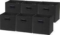 6 Pack - SimpleHouseware Foldable Cube Storage Bin with Handle, Black (12-Inch Cube)