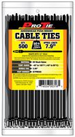 Pro Tie B7PM500 7.9-Inch Arrowhead Push Mount Cable Tie, UV Black Nylon, 500-Pack