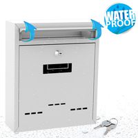 Modern Wall Mount Lockable Mailbox - Outdoor Galvanized Metal Key Large Capacity - Commercial Rural Home Decorative & Office Business Parcel Box Packages Drop Slot Secure Lock- Serenelife SLMAB04