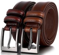 Marino's Men Genuine Leather Dress Belt with Single Prong Buckle - Pack of 2-1 Mahogany and 1 Burnt Umber - 44