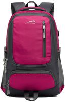 Backpack Bookbag for School College Student Travel Business with USB Charging Port Fit Laptop Up to 15.6 inch Anti theft Night Light Reflective (Pink Color)