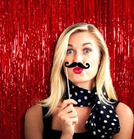 Pack of 1 Red Foil aTinsel Fringe Curtain 3 x 8 Feet Photo Booth Props for Birthday Wedding Engagement Baby Shower Graduation Christmas Party Decorations