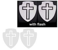 3M Jesus White Reflective Shield Cross Decal Decals Sign 3"x3.75" inches Christian Safety Safe Lucky Praying PVC Vinyl Laptop Fridge Motorcycle Bike Racing Car Sticker Door Window Tailgate
