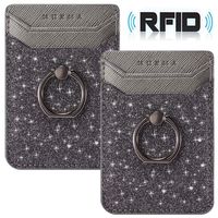 Card Holder for Back of Phone,RFID Blocking Ring Pocket Wallet Stick on Cell Phone Credit for iPhone/Most Smartphones(Black)