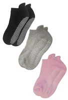 RATIVE Anti Slip Non Skid Barre Yoga Pilates Hospital Socks with grips for Adults Men Women (Large, 3-Pair/Black+Grey+Pink)