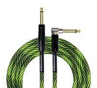 KIRLIN Cable IWB Instrument Cable, 1/4-Inch Right Angle to Straight, Black Green Wave, 20FT (IWB-202 BFGL-20/WBG)