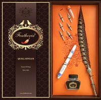 Featheria Fine Point Stylus & Quill Pen - for iPad, iPhone, Samsung Galaxy, Kindle Fire and Most Touch Screens. Great Gift! (Natural Pheasant)