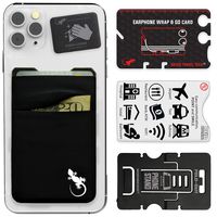 Double Pocket Gecko Phone Wallet - Smartphone Adhesive Card Holder - Cell Phone Pouch - Mobile Stick on Lycra Pocket by Gecko - Carry Credit Cards and Cash - (Black-White)