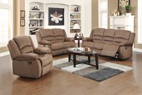 US Pride Furniture 3 Piece Light Brown Fabric Reclining Sofa, Loveseat & Chair Set