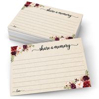 321Done Share a Memory Card (50 Cards) 4" x 6" Floral Red Roses - for Wedding Memorial Funeral Graduation Bridal Shower Celebration of Life Birthday Anniversary - Made in USA - Kraft Tan