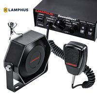 LAMPHUS SoundAlert Siren & Slim Speaker PA System [100W] [6 Modes] [Heavy Duty] [118-124dB] [Microphone] [Hands-Free] [Dual 20A Switches] Emergency Horn Sound System for Police Cars & Fire Trucks