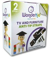 WONDERKID TV and Furniture Anti-Tip Straps with Mounting Hardware, Black, 2 Straps