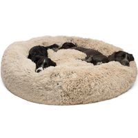 Best Friends by Sheri Calming Shag Vegan Fur Donut Cuddler (45x45 XL - Taupe) Removable Zippered Shell, Cat and Dog Bed, Self Warming and Cozy for Improved Sleep for Pets Up to 150 lbs.