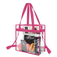 BAGAIL NFL and PGA Stadium Approved Clear Tote Bag with Zipper Closure Crossbody Messenger Shoulder Bag with Adjustable Strap(12 Inch X 12 Inch X 6 Inch,Fuchsia)