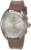 MICHELE Women's Hybrid Smartwatch Stainless Steel Quartz Watch with Leather-Lizard Strap, Pink, 17.8 (Model: MWWT32A00012)