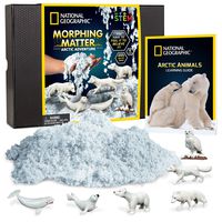 NATIONAL GEOGRAPHIC Arctic Morphing Matter - Play Set Comes with 3 Cups of Morphing Matter, 6 Arctic Animal Figures, Great Kinetic Sensory Activity for Boys & Girls