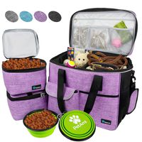 PetAmi Pet Travel Bag | Airline Approved Tote Organizer with Multi-Function Pockets, Food Container Bag and Collapsible Bowl | Perfect Dog Travel Set (Purple, Large)