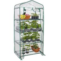 Best Choice Products 4-Tier 27x19x63-inch Mini Greenhouse for Gardens, Patios, and Backyards w/Plastic Cover, Roll-Up Zipper Door, Sturdy Steel Shelves, Clear