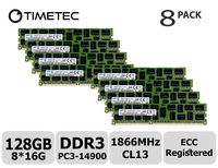 Timetec Original M393B2G70EB0-CMA 128GB KIT (8x16GB) DDR3 1866MHz PC3-14900 Registered ECC 1.5V CL13 2Rx4 Dual Rank 240 Pin RDIMM Server Memory RAM Module Upgrade (128GB KIT (8x16GB))