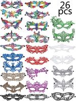 Gejoy 26 Pieces Lace Masquerade Mask Venetian Mask Masquerade Mask Multicolor Costume Lace Eyemask for Halloween Costumes Party (Colorful Style)