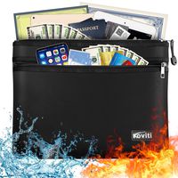 Large Fireproof Document Bag with Two Pockets Two Zippers, 13.7"x 9.8" Water Resistant Fireproof Pouch, Fireproof Safe Storage Money Bag for A4 Document Holder,Cash,File,Tablet,Passport and Valuables