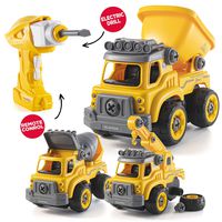 Take Apart Toys with Electric Drill | Converts to Remote Control Car | 3 in one Construction Truck Take Apart Toy for Boys | Gift Toys for Boys 3,4,5,6,7 Year Olds | Kids Stem Building Toy
