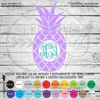 Quatrefoil Pineapple Monogram Vinyl Die Cut Decal Sticker for Car Laptop etc. MGM750