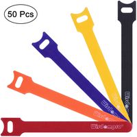 50 Pack 6 Inches Hook and Loop Cable Ties, Self-gripping Fastening Cord Strap by Wisdompro - Reusable, Durable Functional Ties to Keep Your Home, Office, Workspace from Tangled Messes of Cords