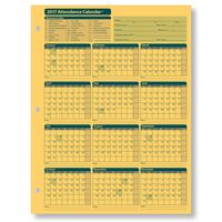 ComplyRight Attendance Calendar Card 2017, Yellow, Pack of 50