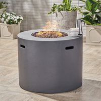 Christopher Knight Home Aidan Outdoor 31-inch Circular Propane Fire Pit Table w/Tank Holder by Dark Grey