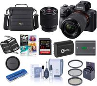 Sony Alpha a7 III 24MP UHD 4K Mirrorless Camera with 28-70mm Lens - Bundle 32GB SDHC U3 Card, Camera Case, 55mm Filter Kit, Spare Battery, Cleaning Kit, Memory wallet, Card Reader, PC Software Package