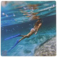3dRose LLC LLC 8 x 8 x 0.25 Inches Mouse Pad, Attractive Woman Swims Underwater in Formentera, Spain (mp_107460_1)