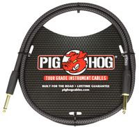 Pig Hog PCH3BK 1/4" to 1/4" Black Woven Instrument Patch Cable, 3 Feet