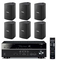 Yamaha 7.2-Channel Wireless Bluetooth 4K Network A/V Wi-Fi Home Theater Receiver + Yamaha High-Performance Natural Surround Sound 2-Way Indoor/Outdoor Weatherproof Speaker System (Set Of 6)
