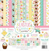 Echo Park Paper Company Easter Wishes Collection Kit Paper, Pink, Yellow, Teal, Green, Brown, Orange