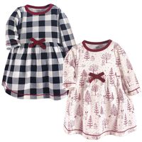 Touched by Nature Girls, Toddler, and Baby Organic Cotton Long-Sleeve Dresses, Winter Woodland, 3-6 Months