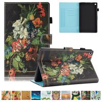 UUcovers Kindle Fire HD 8 8" Tablet 8th/7th/6th Generation Case 2018/2017/2016, with Pencil Holder Card Pocket PU Leather Magnetic Smart [Auto Wake/Sleep] Folio Stand Wallet Cover, Colored Flower