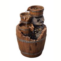 Peaktop Outdoor Wood Barrels Fountain, 17", Brown