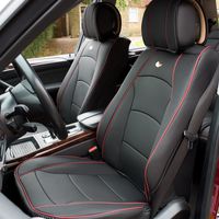 FH Group PU205BLACKREDTRIM102 Black Red Trim PU205102 Ultra Comfort Leatherette Front Seat Cushions (Airbag Compatible)