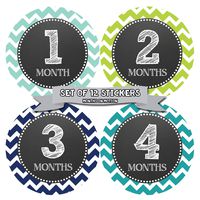 Months In Motion Baby Monthly Stickers - Baby Milestone Stickers - Newborn Boy Stickers - Month Stickers for Baby Boy - Baby Boy Stickers - Newborn Monthly Milestone Stickers