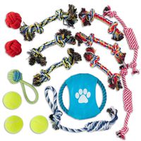 OLIVIA & AIDEN Dog Toy Set (16 Pack) - Assorted Dog Rope Toys| Dog Rope Frisbee, Knotted Dog Teething Toys, Dog Tennis Balls (3) | Puppy Chew Toys for All Dogs